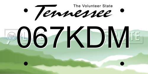 067KDM Tennessee License Plate