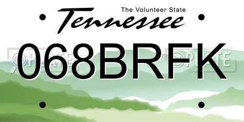 068BRFK Tennessee License Plate