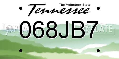068JB7 Tennessee License Plate