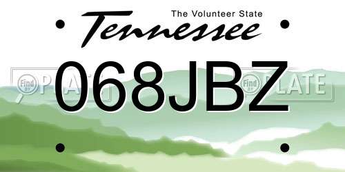 068JBZ Tennessee License Plate