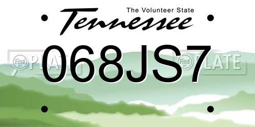 068JS7 Tennessee License Plate
