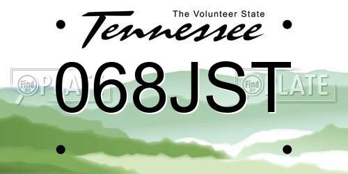 068JST Tennessee License Plate
