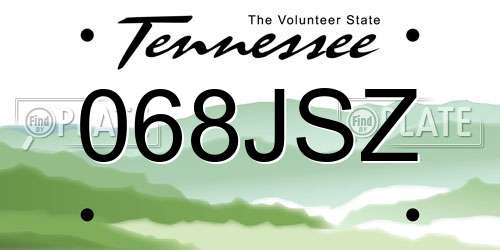 068JSZ Tennessee License Plate