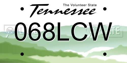 068LCW Tennessee License Plate