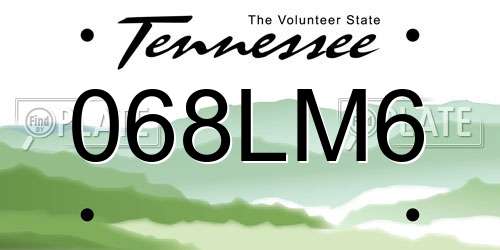 068LM6 Tennessee License Plate