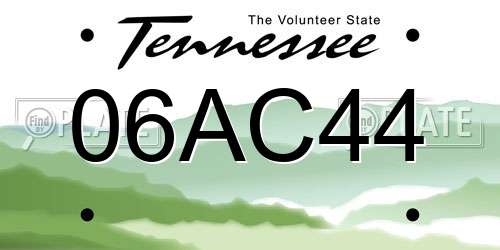 06AC44 Tennessee License Plate