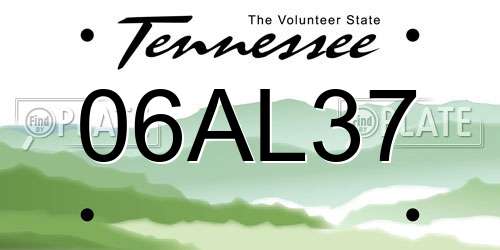 06AL37 Tennessee License Plate