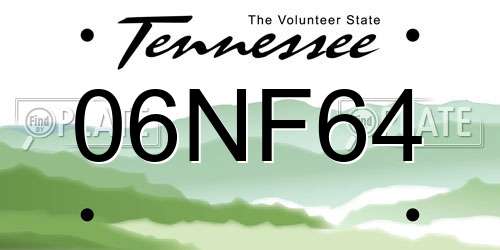 06NF64 Tennessee License Plate