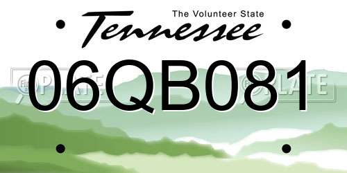 06QB081 Tennessee License Plate
