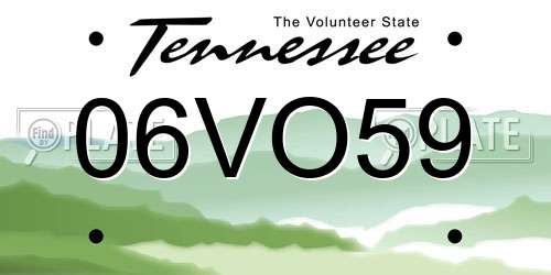 06VO59 Tennessee License Plate