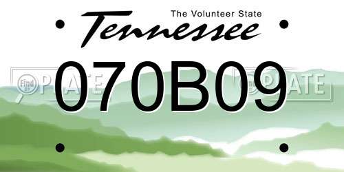 070B09 Tennessee License Plate