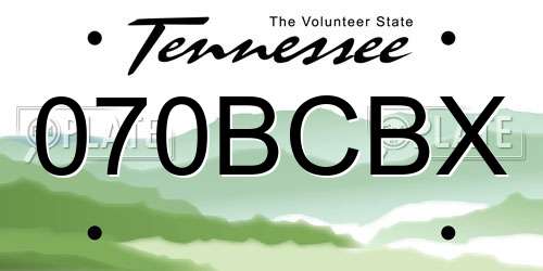 070BCBX Tennessee License Plate