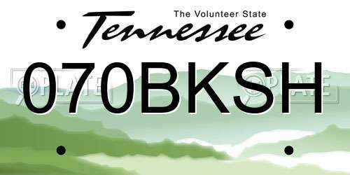 070BKSH Tennessee License Plate