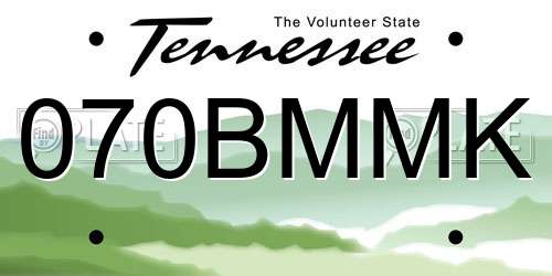 070BMMK Tennessee License Plate