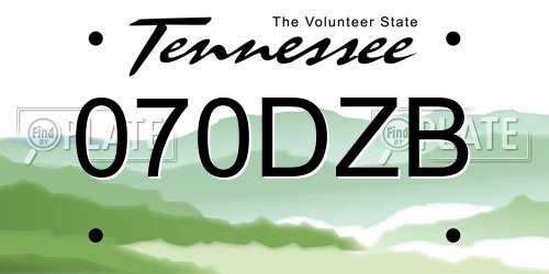 070DZB Tennessee License Plate