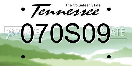 070S09 Tennessee License Plate