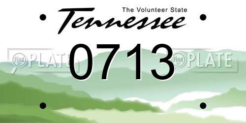 0713 Tennessee License Plate