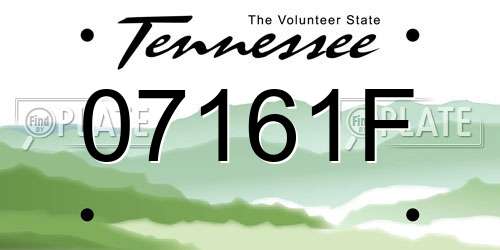 07161F Tennessee License Plate