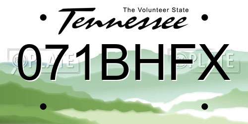 071BHFX Tennessee License Plate