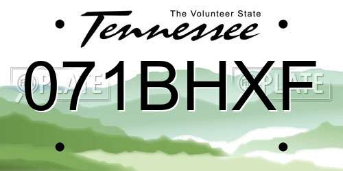 071BHXF Tennessee License Plate