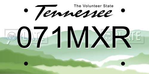 071MXR Tennessee License Plate