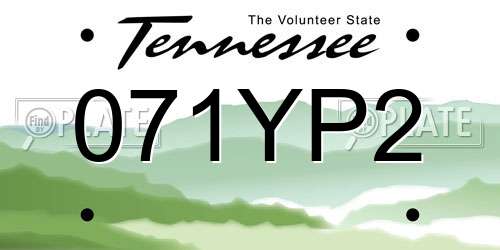 071YP2 Tennessee License Plate