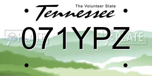 071YPZ Tennessee License Plate