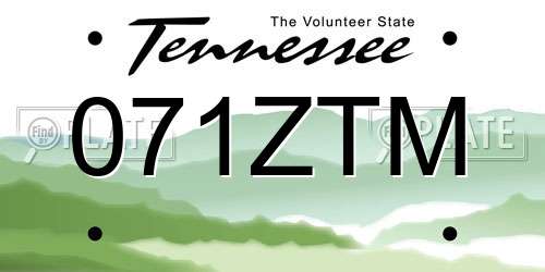 071ZTM Tennessee License Plate