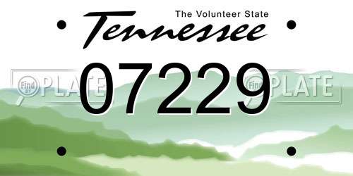 07229 Tennessee License Plate
