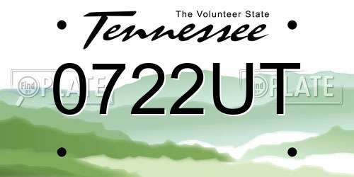0722UT Tennessee License Plate