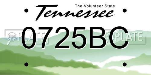 0725BC Tennessee License Plate
