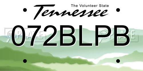 072BLPB Tennessee License Plate