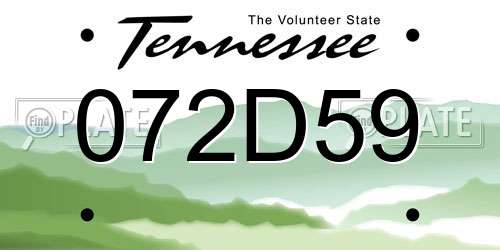 072D59 Tennessee License Plate