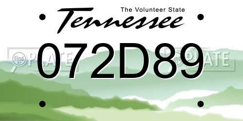 072D89 Tennessee License Plate