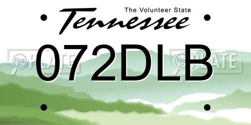 072DLB Tennessee License Plate