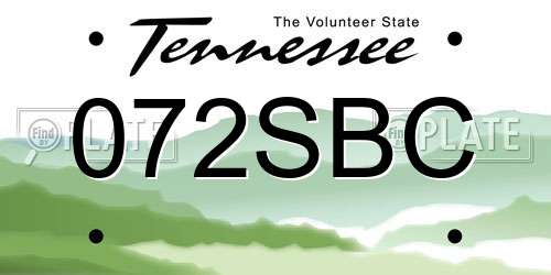 072SBC Tennessee License Plate