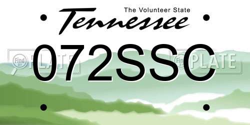 072SSC Tennessee License Plate