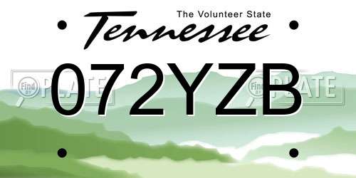 072YZB Tennessee License Plate