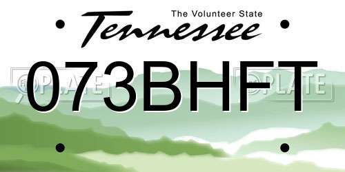 073BHFT Tennessee License Plate