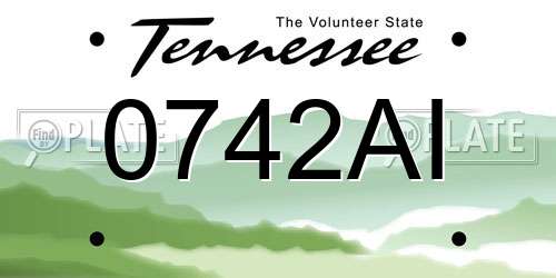 0742AI Tennessee License Plate