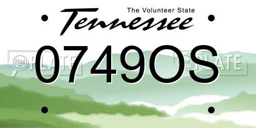 0749OS Tennessee License Plate