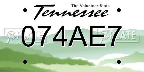 074AE7 Tennessee License Plate