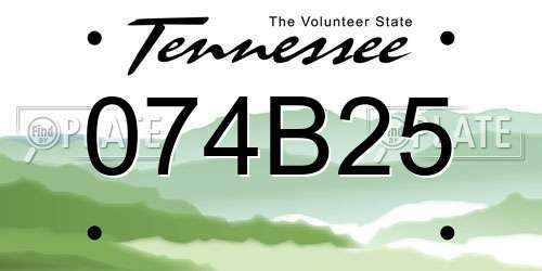 074B25 Tennessee License Plate