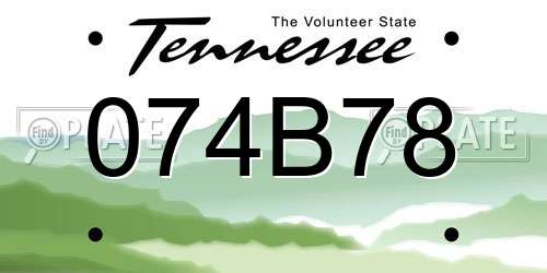 074B78 Tennessee License Plate