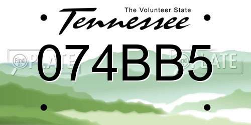 074BB5 Tennessee License Plate