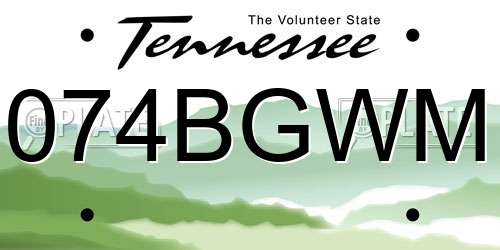 074BGWM Tennessee License Plate