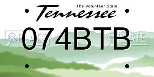 074BTB Tennessee License Plate