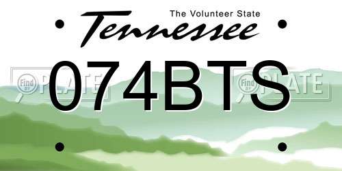 074BTS Tennessee License Plate