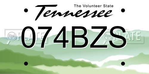 074BZS Tennessee License Plate