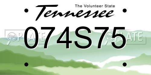 074S75 Tennessee License Plate